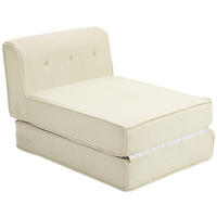 BODENSOFA 2-in-1 Klappbar Schlafsofa mit Kordoptik für Wohnzimmer Cremeweiß - Creme, Textil (73/65/100cm) - HOMCOM