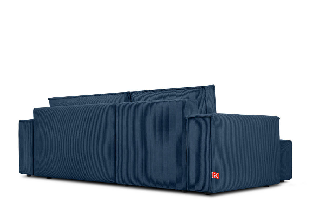ECKSOFA-LINKS/RECHTS NAPI Schlaffunktion mit Cordbezug, blau - Blau/Schwarz, Textil (262/148cm) - KONSIMO®
