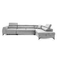 ECKSOFA PIERO MAXI Rechts mit Schlaffunktion 195x125 Velours Grau - Schwarz/Grau, Holz/Textil (203/350cm) - Muffo