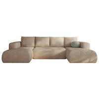 ECKSOFA LAMBI U, Wohnlandschaft U Form mit +3 Sitzen, Creme - Lambi 01 - Creme, Textil (340/89/114cm) - Moderno Meble