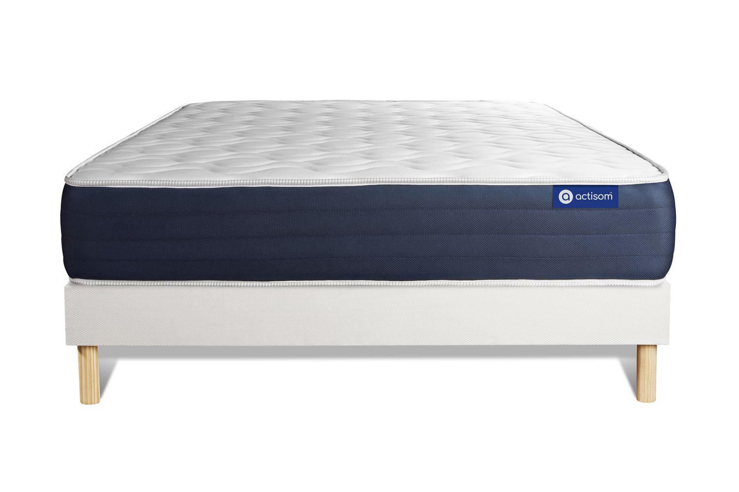 BETT Actimemo sleep Memory-Schaum 140 x 210 cm h1 - Kit Bettgestell Weiß - Beige/Weiß, Holz (140/210cm) - ACTISOM