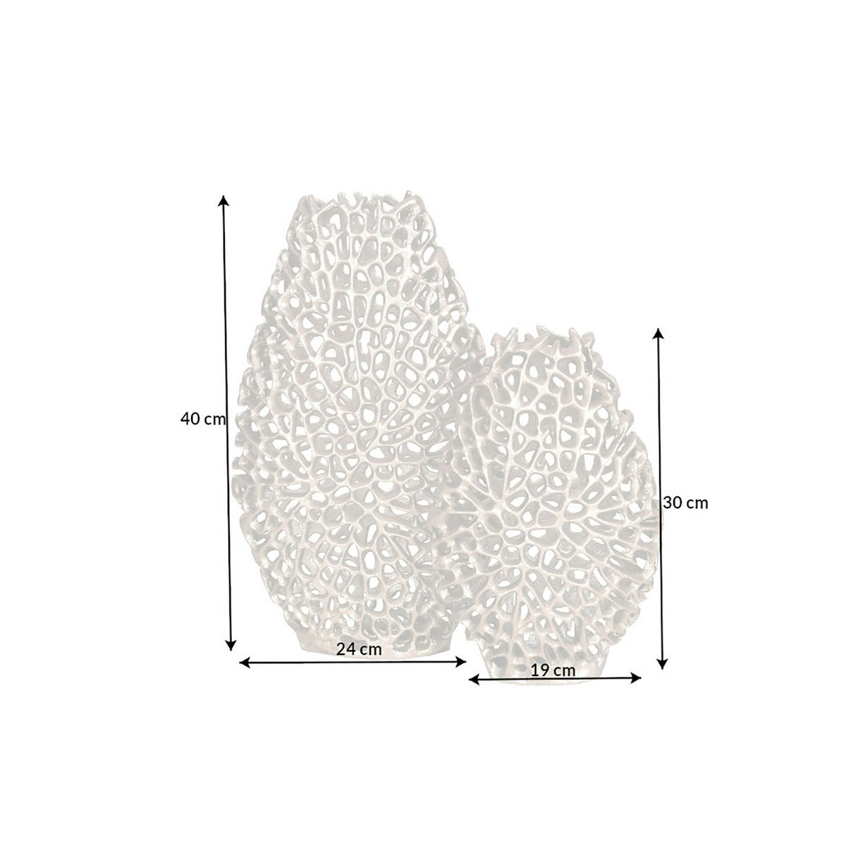 2ER SET VASE ABSTRACT LEAF Metall Silber 40 cm - Silberfarben, Metall (30cm) - riess-ambiente