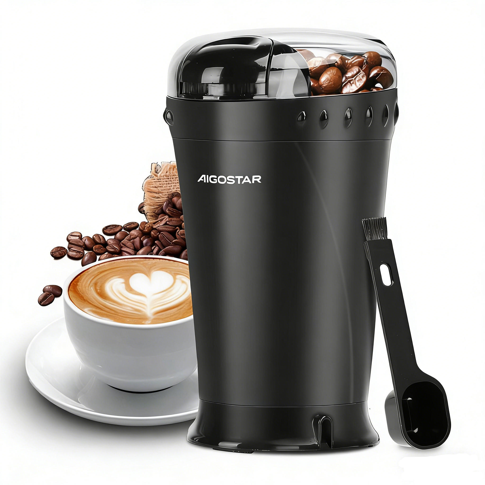 KAFFEEMÜHLE Elektrisch Gewürzmühle 150W Edelstahl Schwarz - Schwarz, Kunststoff (10.8/18.8/11.3cm) - Bextcok