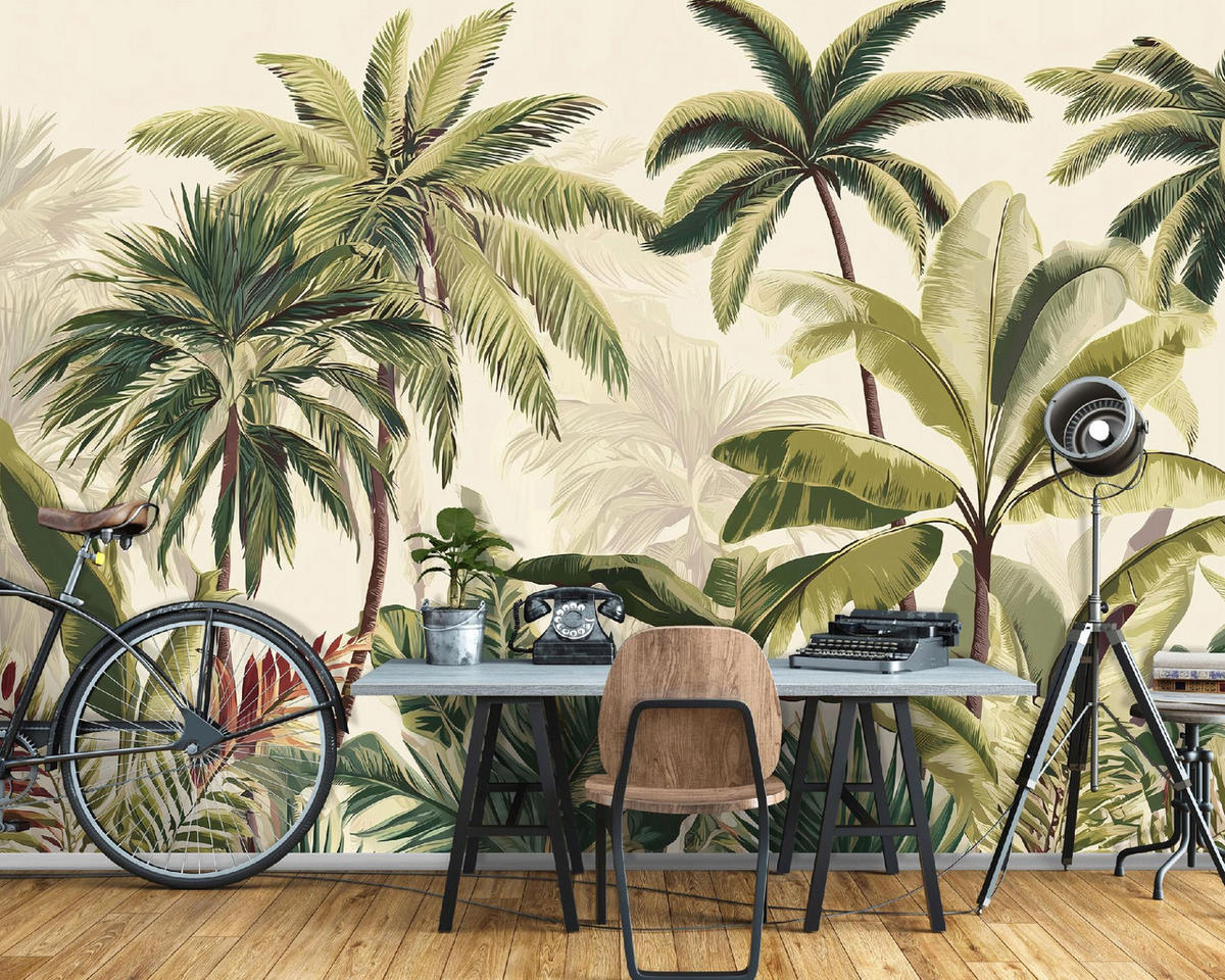 FOTOTAPETE Blätter Grün Dschungel Natur Wohnzimmer 300x210 - Multicolor, Papier (300/210cm) - Wallarena