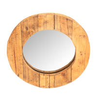 WANDSPIEGEL RONDO 50 cm, Massivholz, rund naturfarben - Naturfarben, Holz (50/50/4cm) - CREEDWOOD