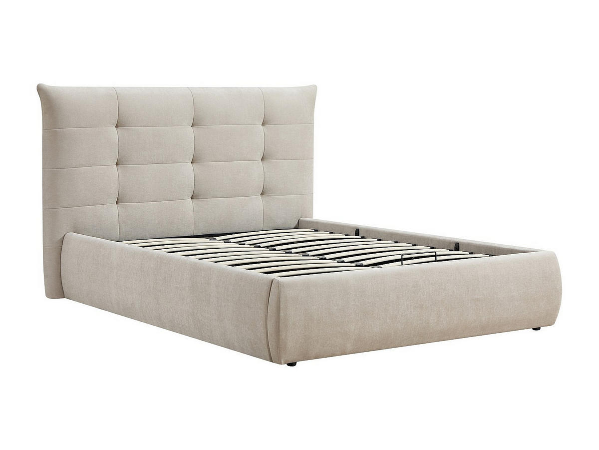 BETT mit Bettkasten - 2 Personen - stoff - beige Dormelina - Beige, Textil (140/190cm) - Vente-Unique