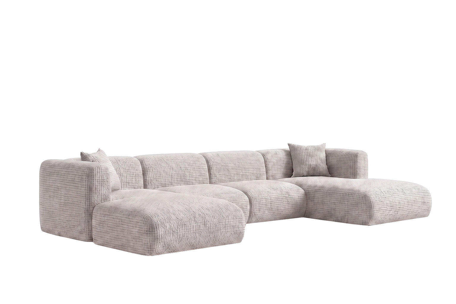 ECKSOFA U-Form, Chenille-Stoff Cremona, Hellgrau, GRETA - Hellgrau, Holz (408/70/179cm) - Kaiser Möbel