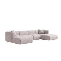 ECKSOFA U-Form, Chenille-Stoff Cremona, Hellgrau, GRETA - Hellgrau, Holz (408/70/179cm) - Kaiser Möbel
