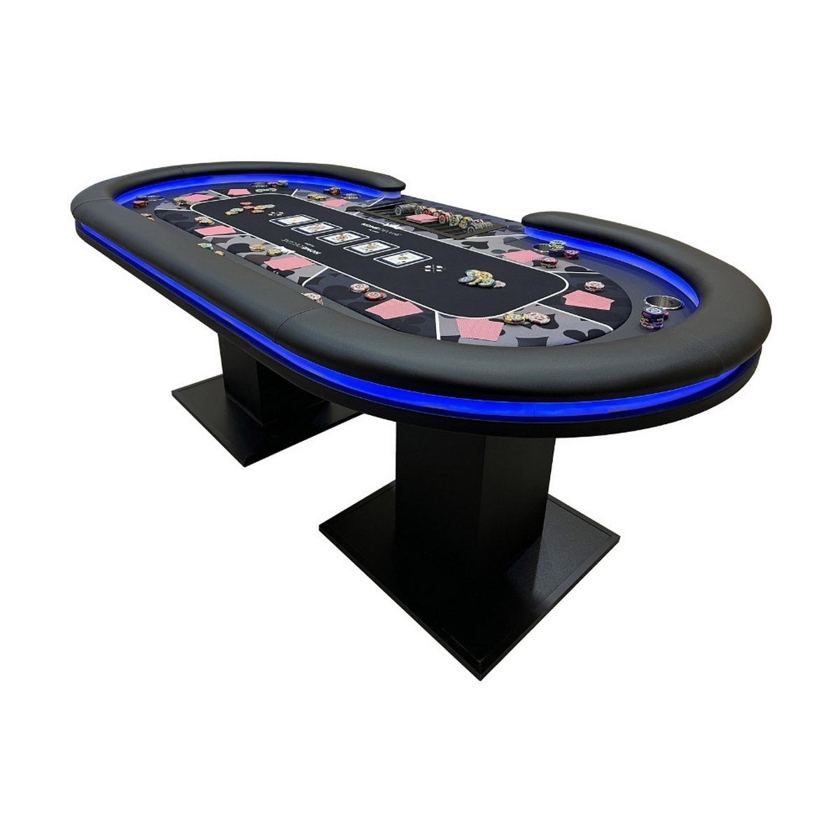 LED-POKERTISCH STRAIGHT FLUSH - Ausstattung: Tisch - Schwarz, Holzwerkstoff/Metall (106/213cm) - Home Deluxe