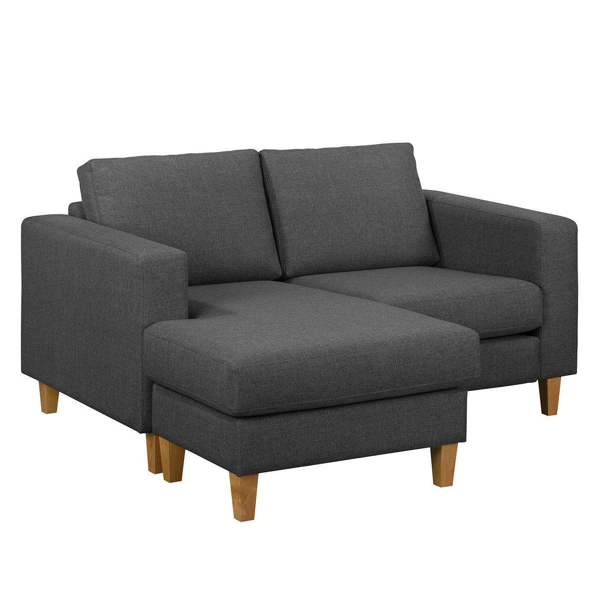 ECKSOFA 1-SITZER mit Longchair - Dunkelgrau, Holz/Buchenholz (154/140cm) - home24