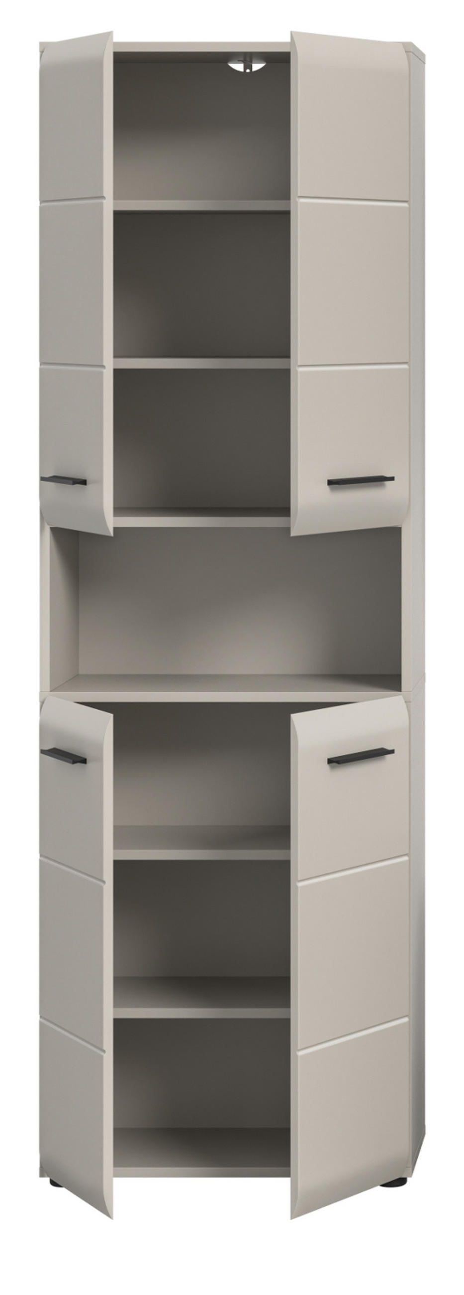 HOCHSCHRANK Kaschmir 60 x 185 cm, Badschrank mit viel Stauraum - Kaschmir/Schwarz, Holzwerkstoff/Kunststoff (60/185/30cm) - Inn.Furn