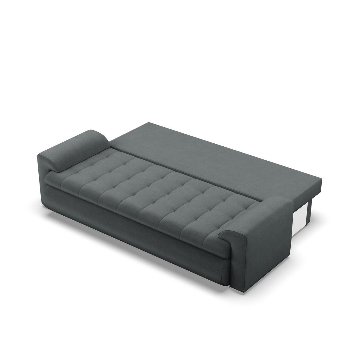 SOFA 3-SITZER MIT SCHLAFFUNKTION FORESTA, Dunkelgrau - Dunkelgrau, Textil (222/92/96cm)