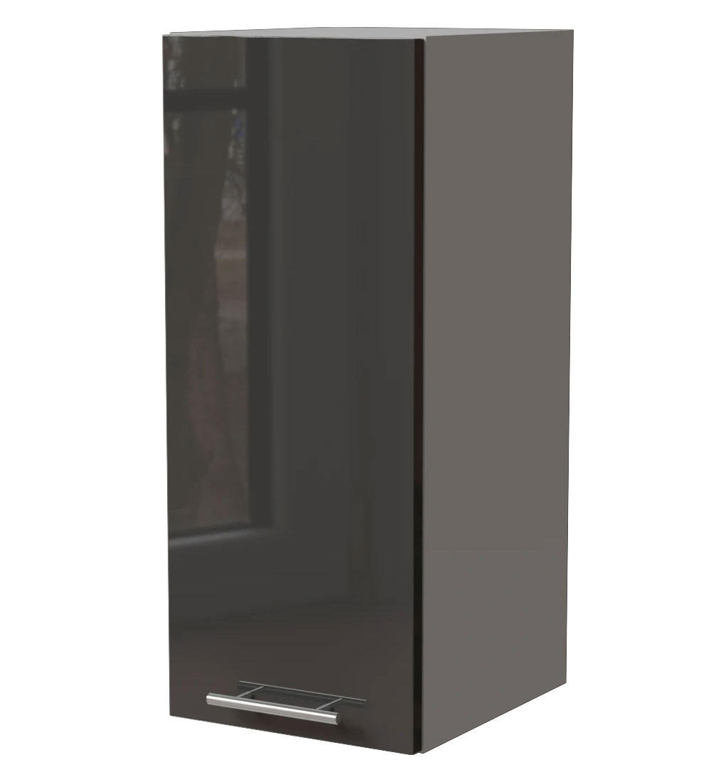 KÜCHENHÄNGESCHRANK Essen W2/20 Graphit Hochglanz / Grau Matt 20 / 32,5 / 72cm - Graphitfarben/Grau, Holz/Holzwerkstoff (20/72/32.5cm) - Feldmann-Wohnen