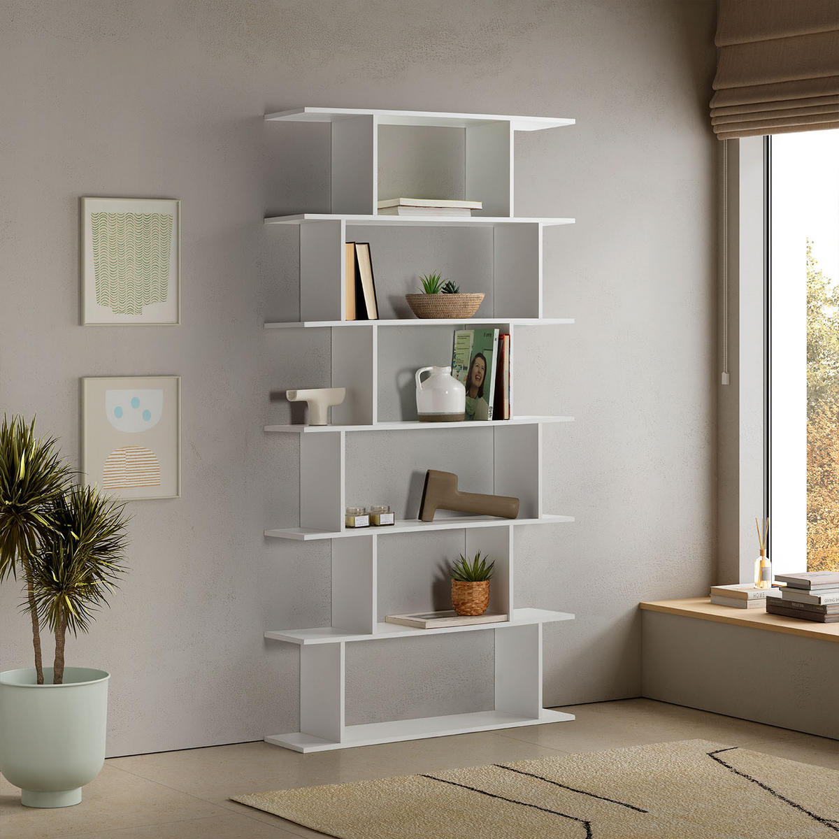 REGAL Osaka 6 fächern weiße Farbe - Weiß, Holzwerkstoff (98/191/25cm) - VS Venta-stock