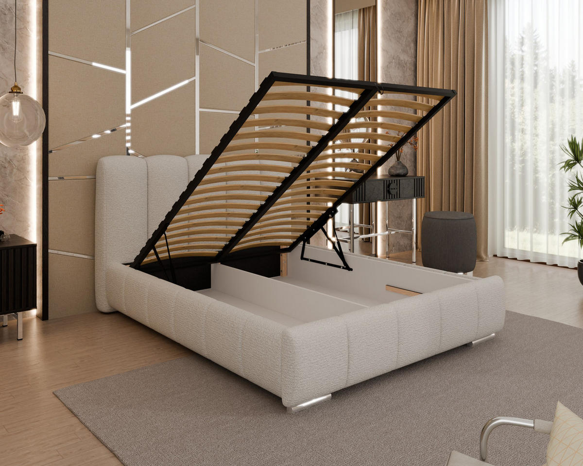 POLSTERBETT Zaira 140x200cm – Elegantes Polsterbett für modernen Wohnstil , ohne matratze, cappuccino - Cappuccino, Holz (100/200cm) - Homesy