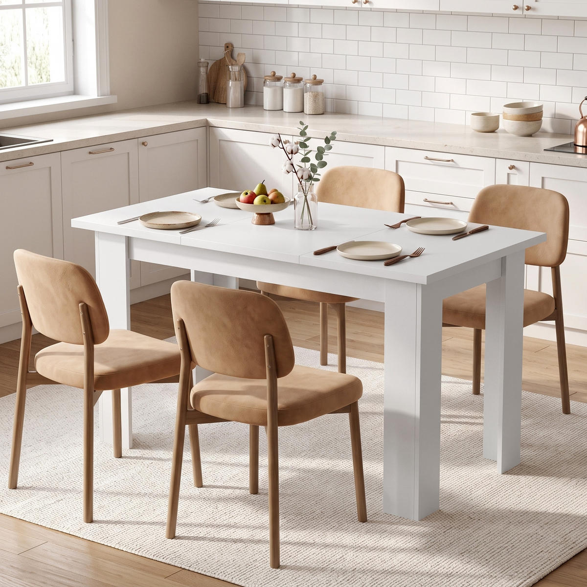 ESSTISCH Spanplatte Weiß - Weiß, Holzwerkstoff (120/60/75.5cm) - HOMCOM