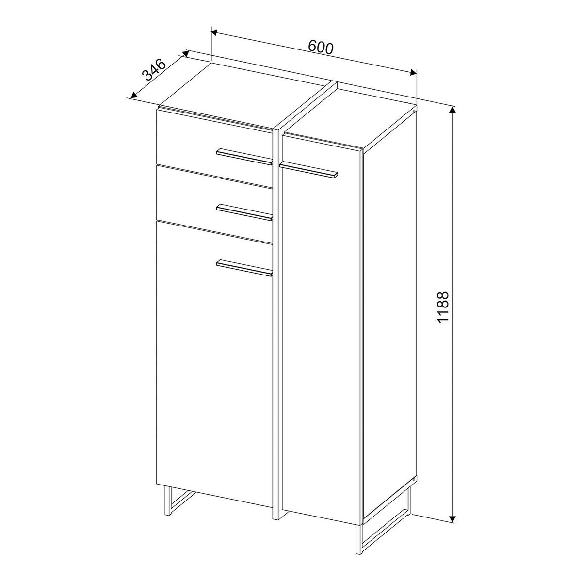 MIDISCHRANK - Mintgrün/Grau, Holzwerkstoff (60/119/35cm) - home24