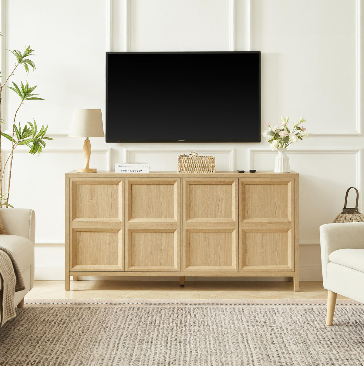 SIDEBOARD 160/40/80 cm in Eiche-Optik mit Tip-On und Soft-Close - Eichefarben, Holzwerkstoff (160/80/40cm) - BEAOK
