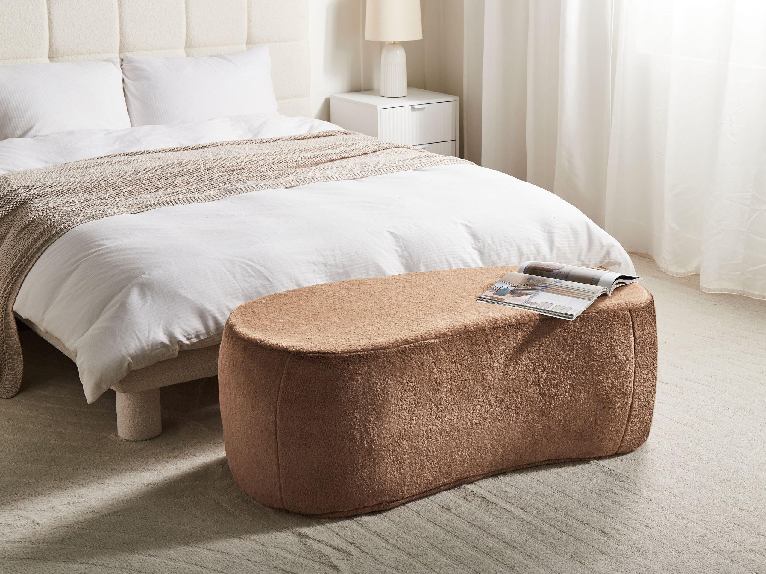 Thumbnail - Beliani Pouf, Hellbraun, Kunststoff, Freiform, 115x43x56 cm, Wohnzimmer, Hocker, Poufs