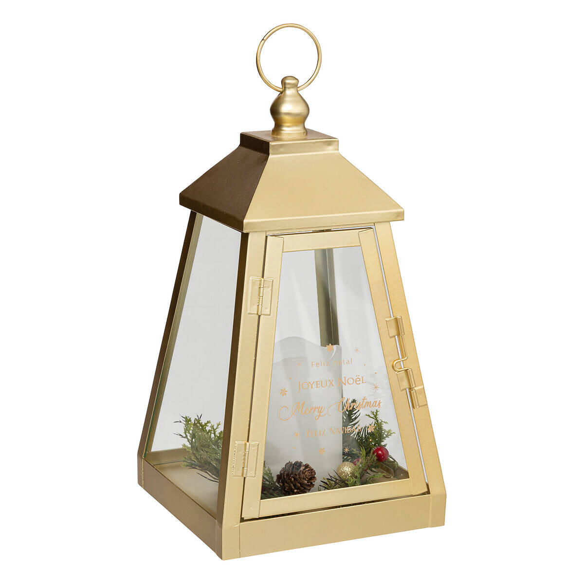 LATERNE LED Metall 32/17 cm - Goldfarben, Metall (17/32/17cm) - Atmosphera Createur d´interieur
