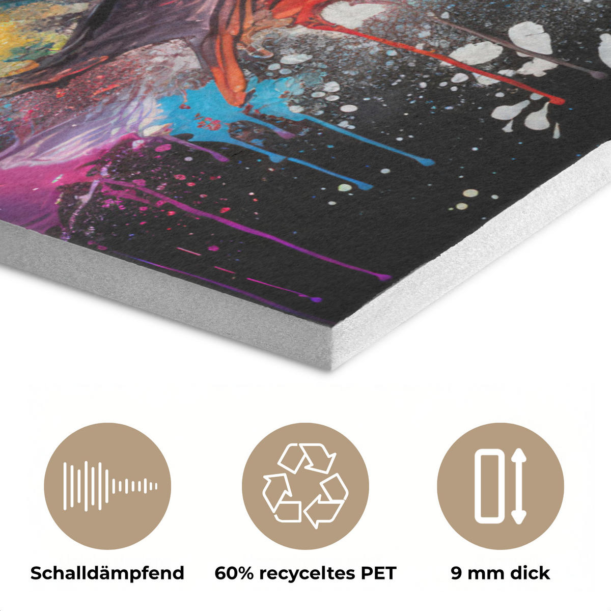 AKUSTIKBILD Fußball - Farbe - Farben - Schwarz - Weiß Wanddeko 60x90 cm - Weiß, Kunststoff (60/90/0.9cm) - MuchoWow