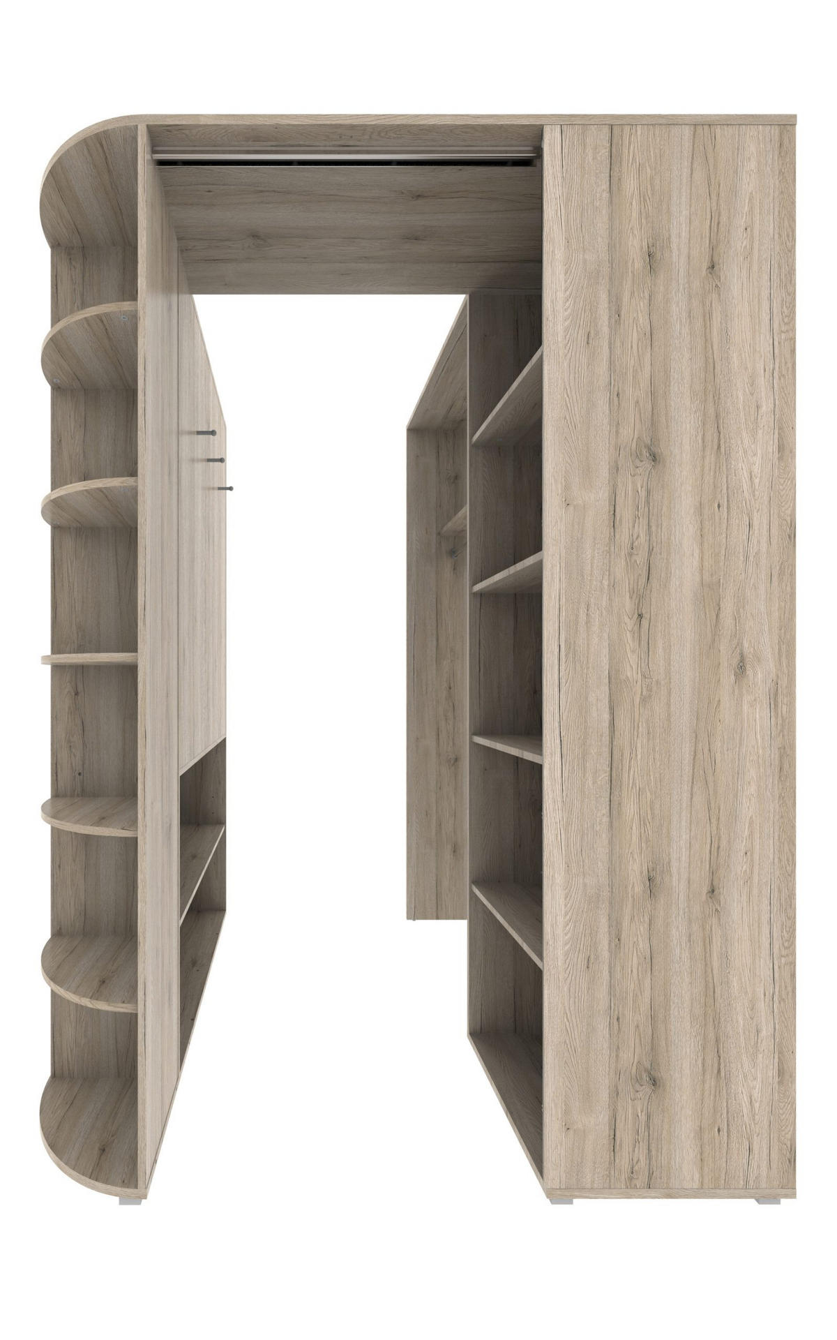 KLEIDERSCHRANK Cariba in Eiche San Remo und Graphit - begehbarer Eckkleiderschrank - Braun, Holzwerkstoff (136/199cm)
