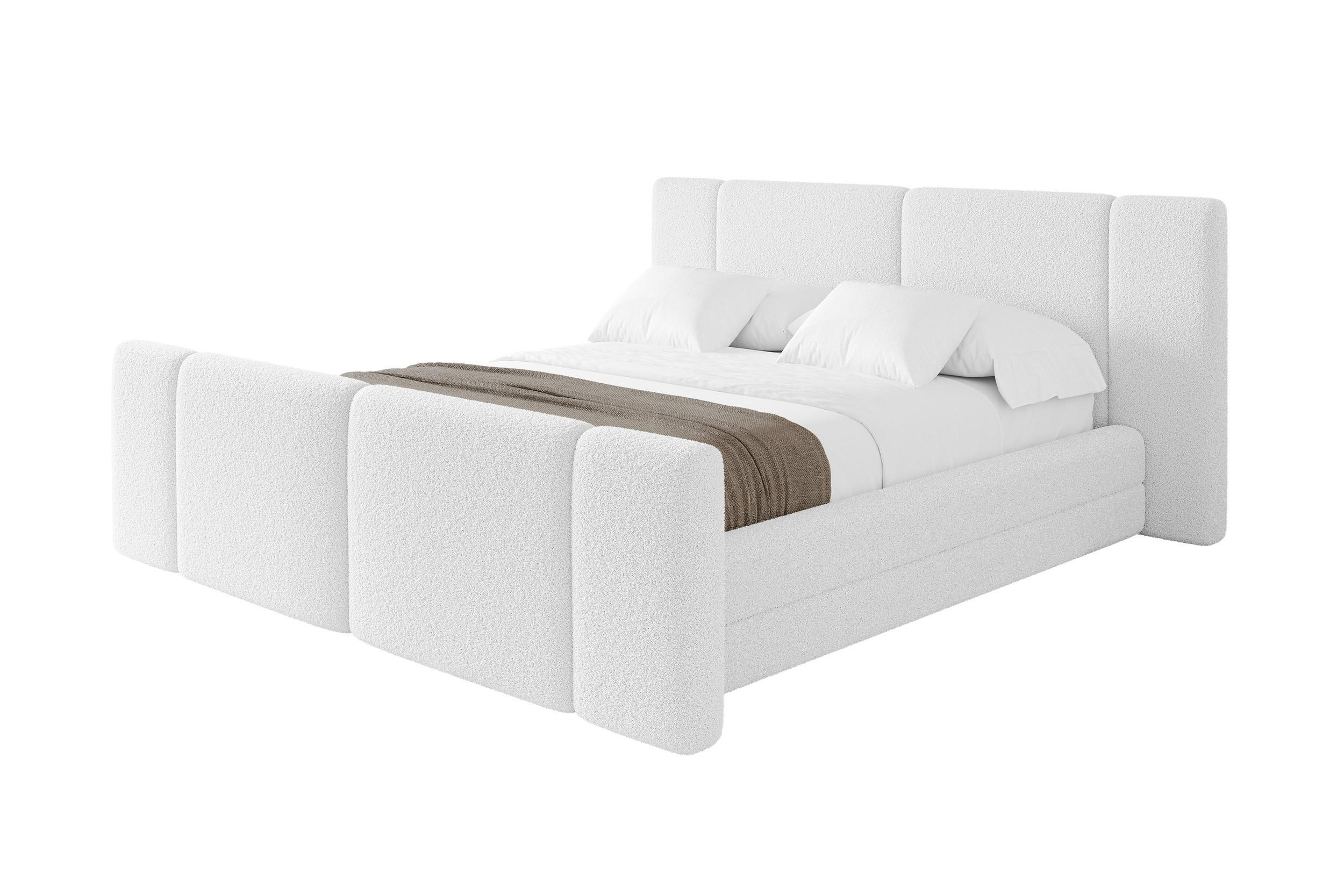 POLSTERBETT mit Bettkasten, Fußteil und Lattenrost, Boxbett ohne Matratze - TEVO-Z 160x200 Weiß - Weiß, Holzwerkstoff/Textil (160/200cm) - ALTDECOR