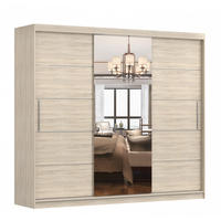 SCHWEBETÜRENSCHRANK Alba Sonoma/Sonoma + Spiegel mit LED Beleuchtung 250cm - Alufarben/Sonoma Eiche, Glas/Holzwerkstoff (250/218/61cm) - imoebel24