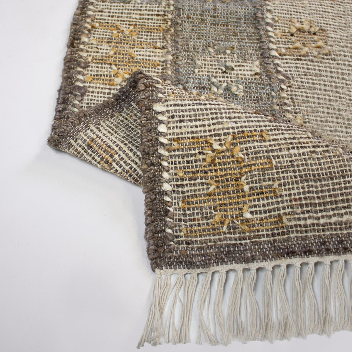 NATURTEPPICH handgewebt mit Fransen BERMEO, im Vintage-Stil, Natur, 200 x 290 cm - Beige, Textil (290/200cm) - KADIMA DESIGN