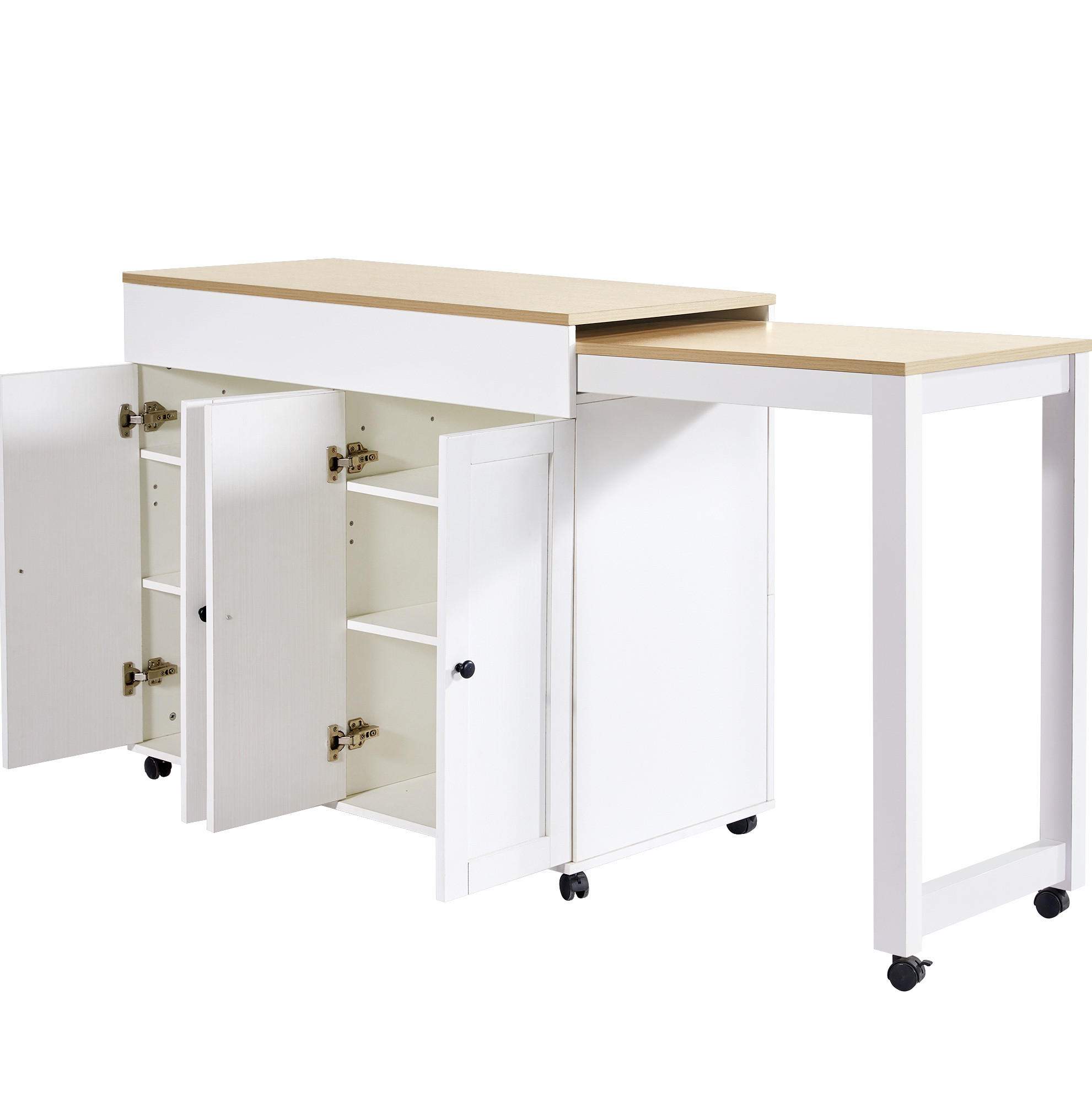 BARTISCH ausziehbar 117-180 x 50 x 94,6 cm Weiß - Weiß, Holz (50/94.6/180cm) - Beauniv