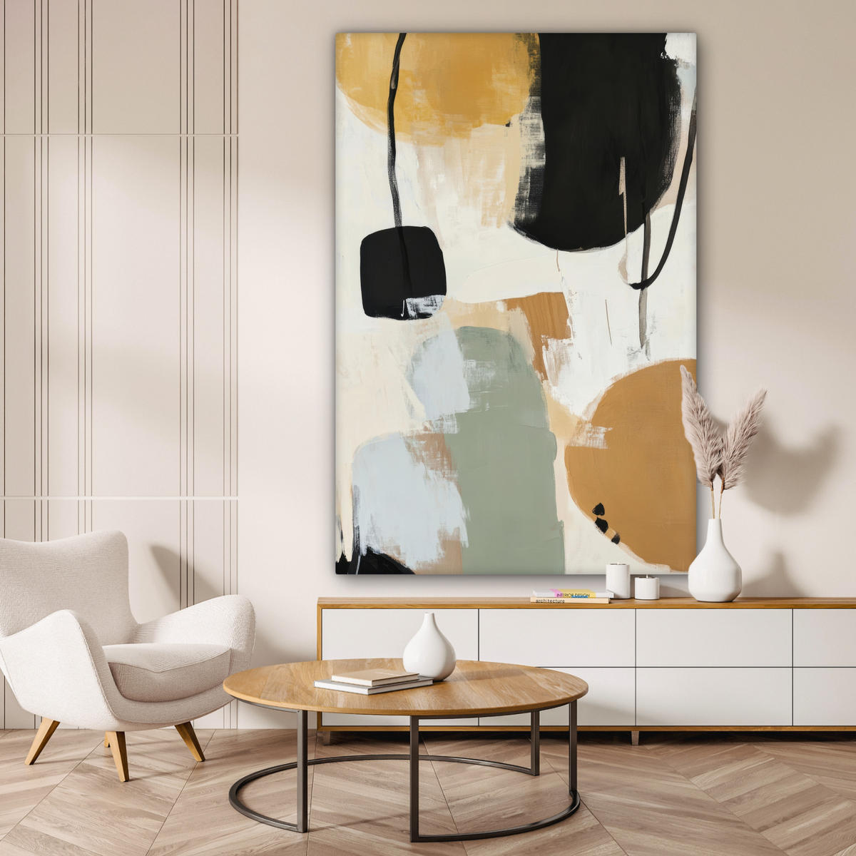 LEINWANDBILD Farbe - Abstrakt - Farben 90x140 cm - Currygelb, Textil (90/140cm) - MuchoWow