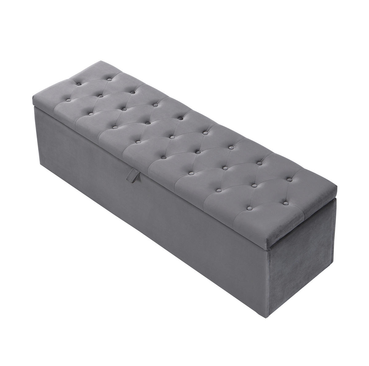 POLSTERBANK 138/41/42 cm mit Stauraum und Samtbezug, Grau - Grau, Textil - Redom
