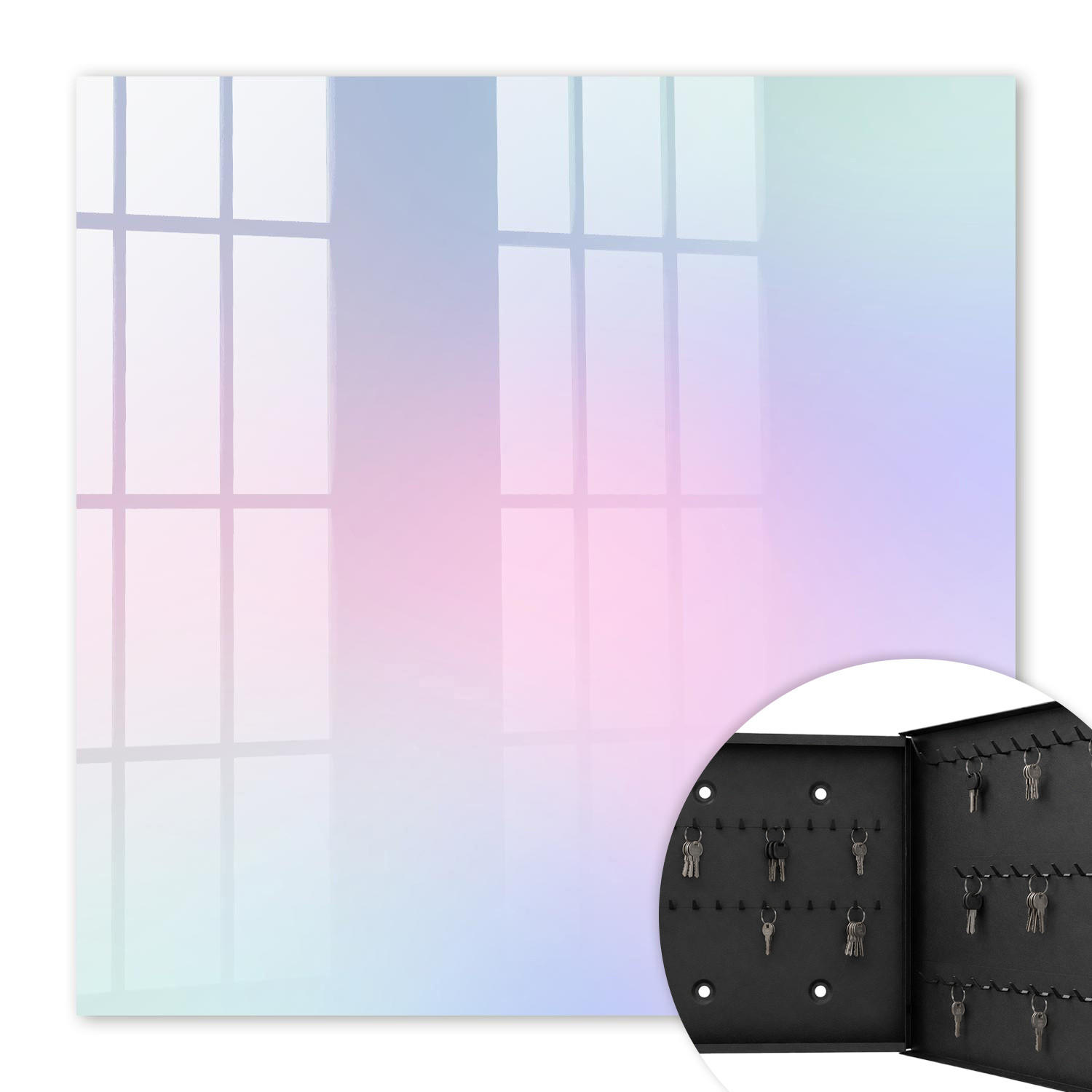 SCHLÜSSELBOX Schwarz 30x30 cm- Türöffnung nach rechts - Pastellharmonie - Pink, Metall (30/30/5cm) - TULUP