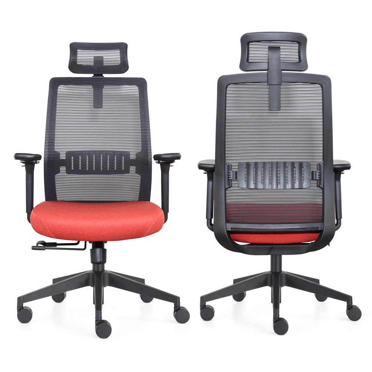 BÜROSTUHL Napoli Deluxe 4D - NEN-EN 1335 - Rot - Rot/Schwarz, Textil (70/118/62cm) - Sedero