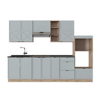 KÜCHENZEILE Fame-Line Hellblau-grau/Goldkraft Eiche 280 cm AP Anthrazit - Honigeiche/Blaugrau, Holzwerkstoff (280/81.6/60cm) - Vicco