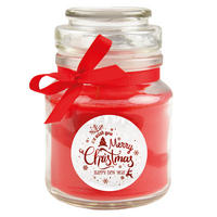 DUFTKERZE im Glas - Weihnachten Rot - Bonbon 120gr ( 30h ) - Rot, Naturmaterialien (7/10cm)