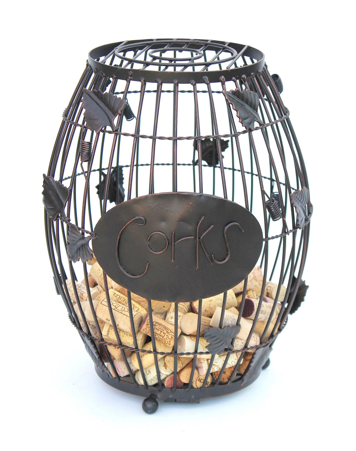 KORKENSAMMLER Weinfass Metall Braun 28/28/37 cm - Braun, Metall (28/37/28cm) - DanDiBo