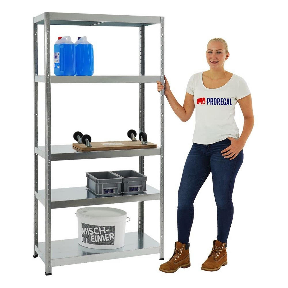 SCHWERLASTREGAL Steel Eagle 180x90x40 cm Fachlast 130 kg Verzinkt - Silberfarben, Metall (90/180/40cm) - PROREGAL