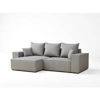 ECKSOFA MIT SCHLAFFUNKTION Moyo Hellgrau Webstoff - Hellgrau/Schwarz, Holz/Holzwerkstoff (255/148cm) - Maison de Reve
