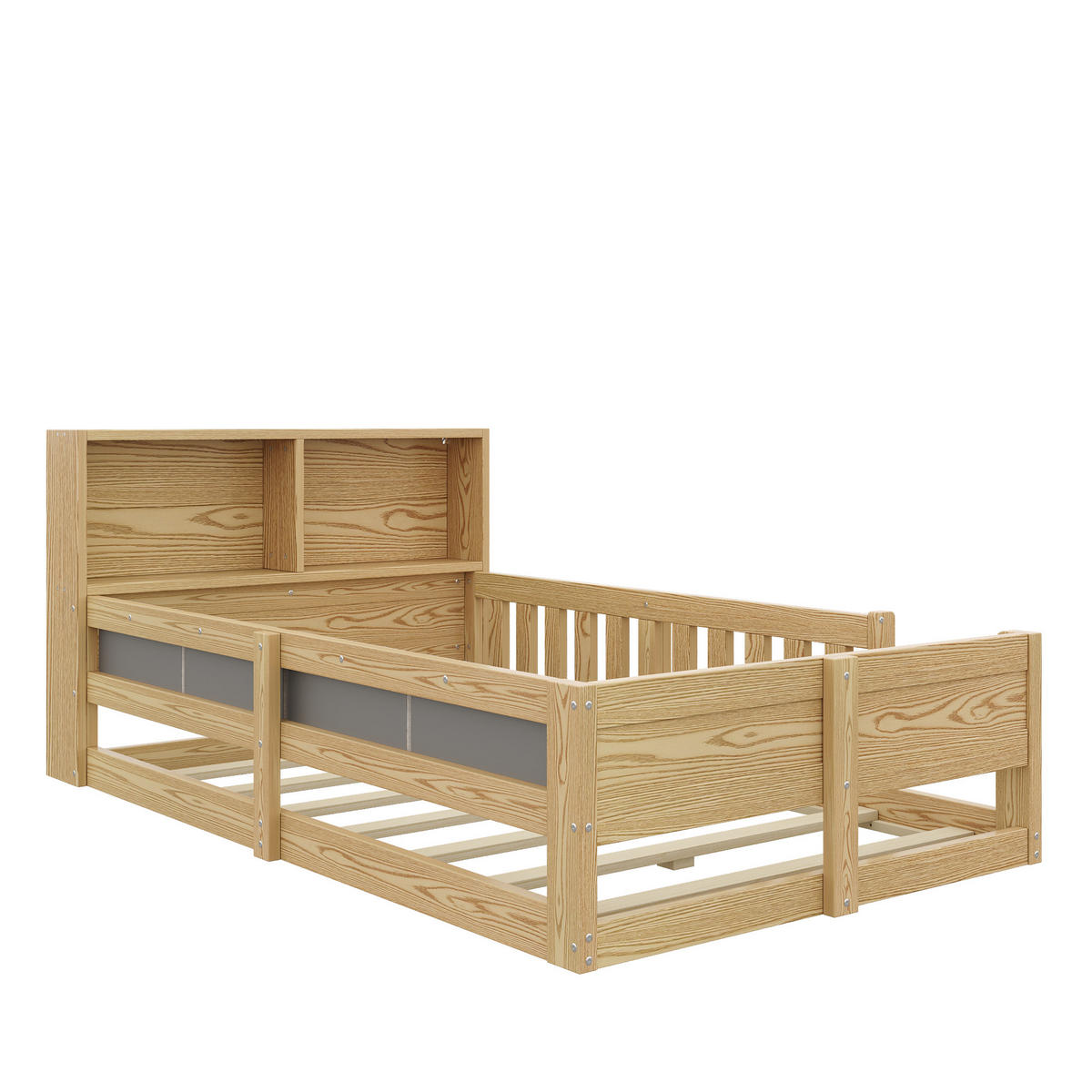 FLACHBETT 90x200cm Gitter Kinderbett LED Natur - Naturfarben, Holzwerkstoff (90/200cm) - FLIEKS