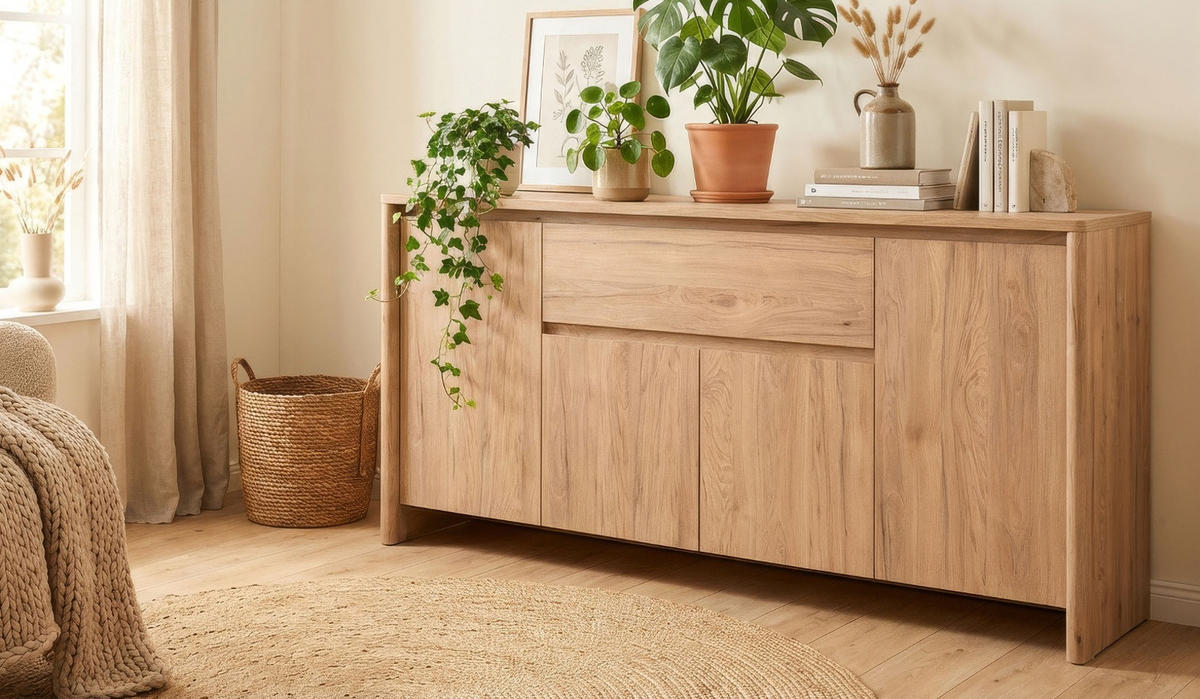 SIDEBOARD Hickory Walnuss 164 x 85 cm, Kommode mit viel Stauraum - Walnussfarben, Holzwerkstoff (164/85/40cm) - Furn.Design