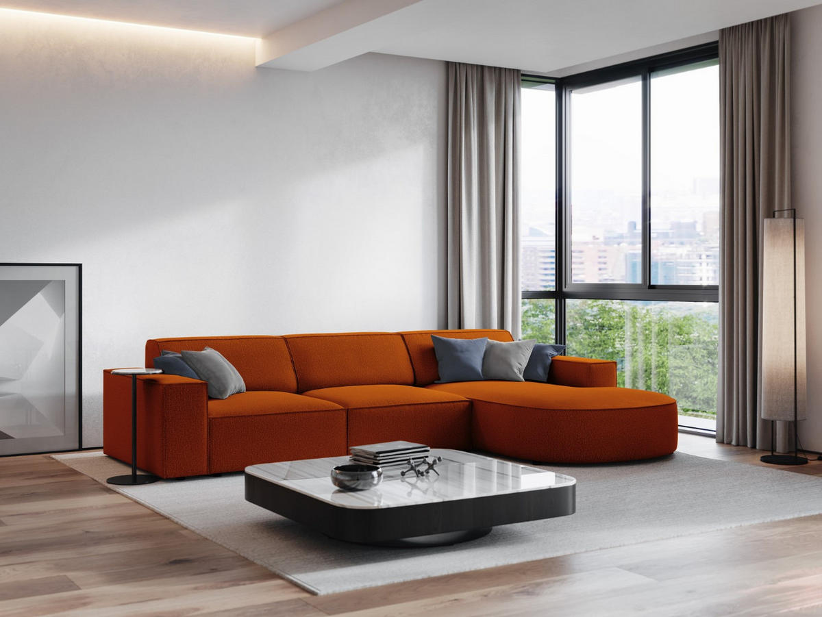 ECKSOFA rechts Jodie aus strukturiertem Stoff terrakotta 4 Sitzplätze - Terracotta, Textil (166/284cm) - Micadoni