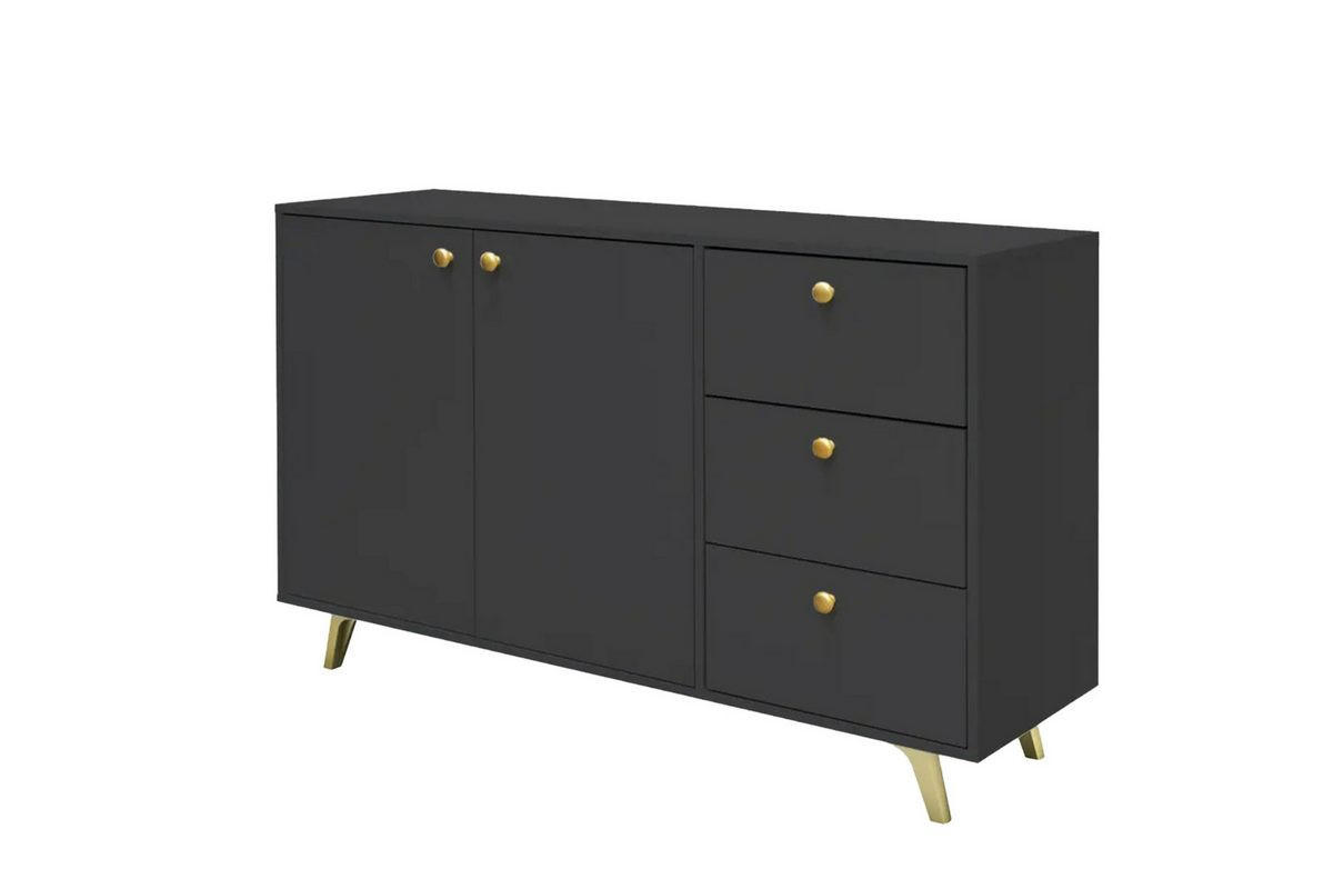 Deine Möbel 24 Kommode Schwarz 140x86x41 cm