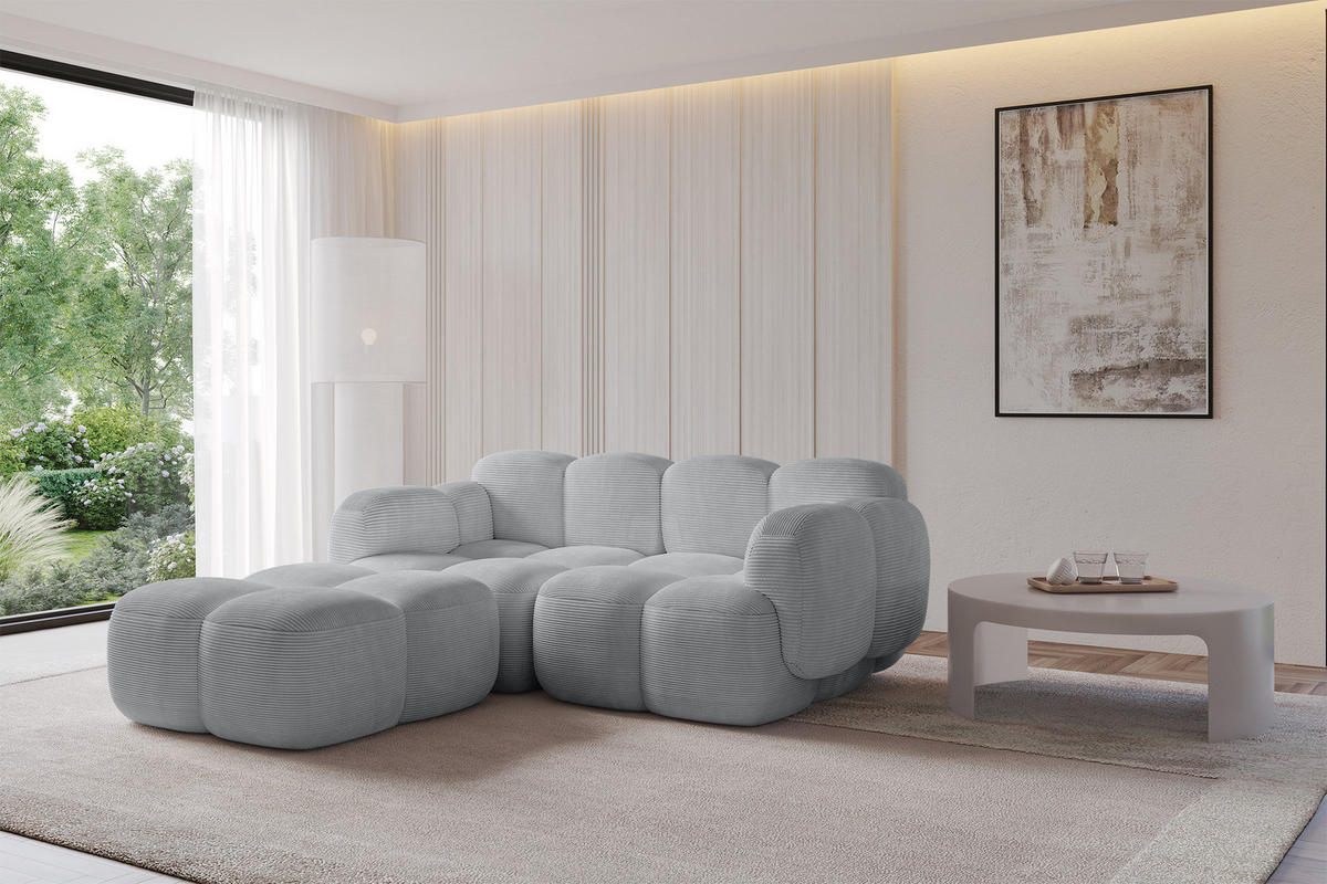 ECKSOFA modulares Sofa Links Miko-L1 214x205x75 Grau Cord - Anthrazit/Schwarz, Holzwerkstoff/Kunststoff (214/205cm) - ALTDECOR