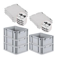 EUROBOX 5x Nextgen Economy Mit Scharnierdeckel Grau/Schwarz Griffe Geschlossen - Schwarz, Kunststoff (30/17/40cm) - PROREGAL