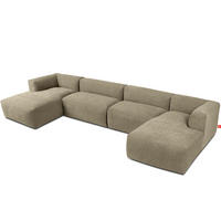 PANORAMA-ECKSOFA BUFFO 7/8 Sitzer mit extrem weicher Sitzfläche, Gewebestoff, sandfarben - Sandfarben, Textil (424/73/180cm) - KONSIMO®
