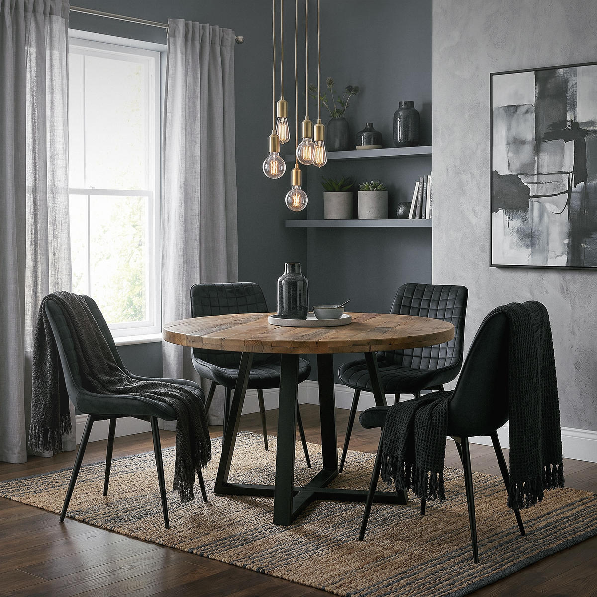 ESSZIMMERSTÜHLE 4ER-SET Schwarz Samt - Schwarz, Textil/Metall (52/89/60cm) - ML-DESIGN