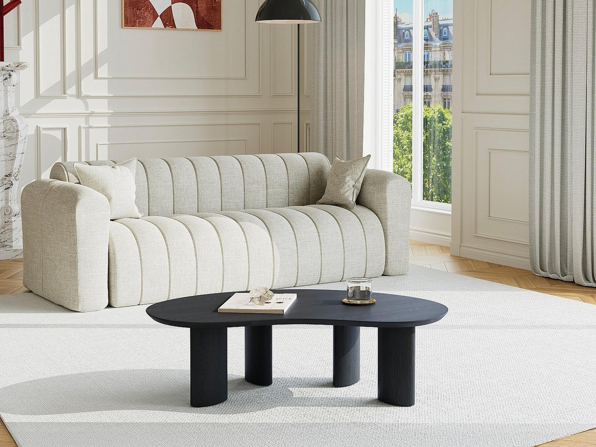 COUCHTISCH mit Eschenfurnier - Schwarz - CALYNOR - Schwarz, Holz (120/70/40cm) - Vente-Unique