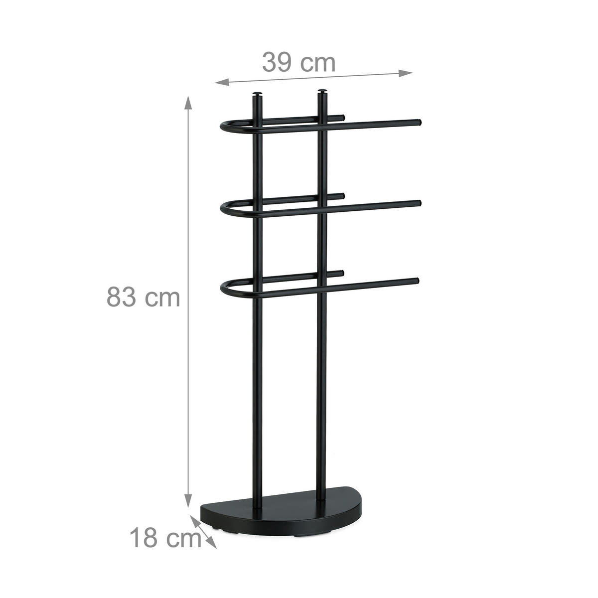 HANDTUCHSTÄNDER - Schwarz, Metall (39/83/18cm) - Relaxdays