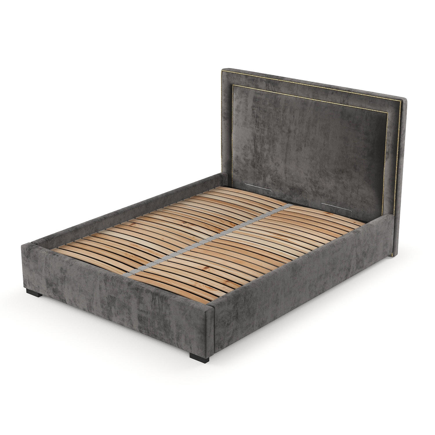 POLSTERBETT Como Anthrazit 140/200 cm im Chenille-Stoff - Anthrazit/Schwarz, Holz/Holzwerkstoff (140/200cm) - Maison de Reve